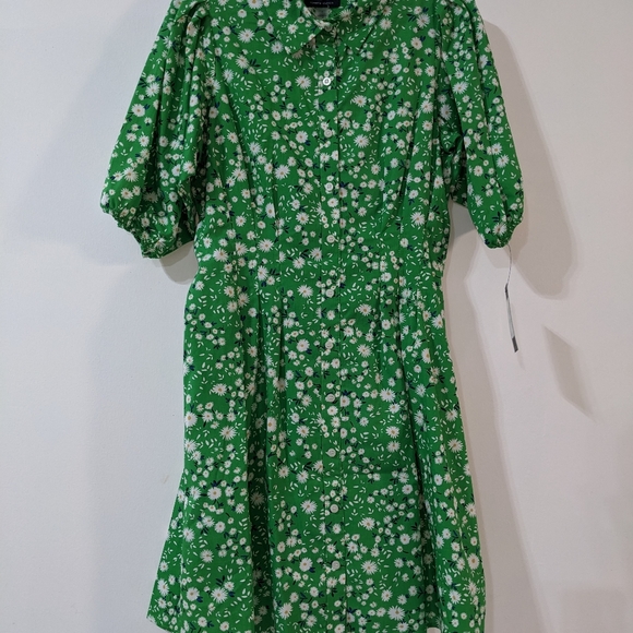 💚 NEW Tommy Hilfiger Windblown Daisy Green Floral Shirt Dress Size 8 - Picture 7 of 11